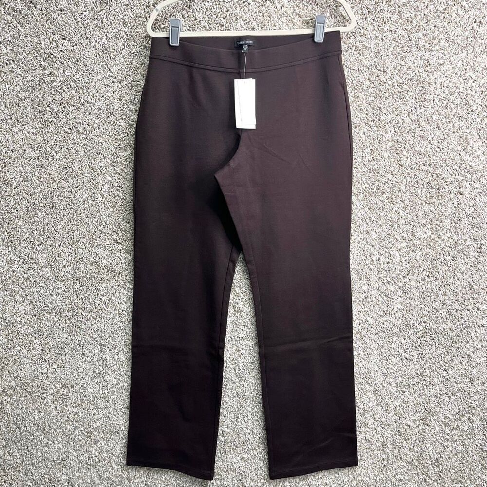 Eileen Fisher Pants Women's M Brown Heavyweight Rayon Knit Pull On Straight Nwt